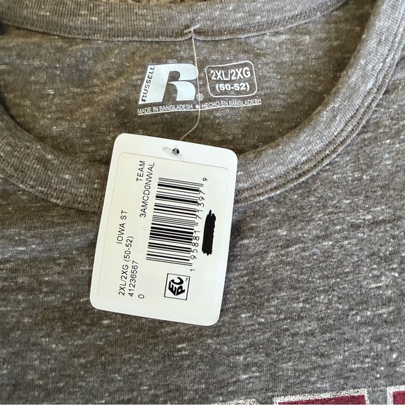 Russell Athletic Iowa State Cyclones Heather Gray Tee with Red and Gold Logo - Picture 2 of 2